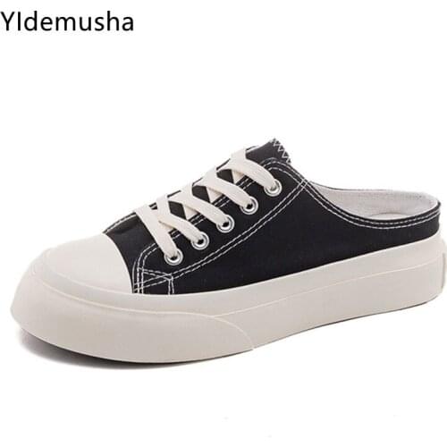 2021 Summer New Thick Soled Low Top Women Canvas Shoes Womens Fashion Women Sport Shoes Retro Round Head Breathable White Shoes