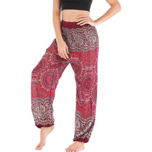Women Casual Print Fashion Bohemian Style Yoga Pants Trousers