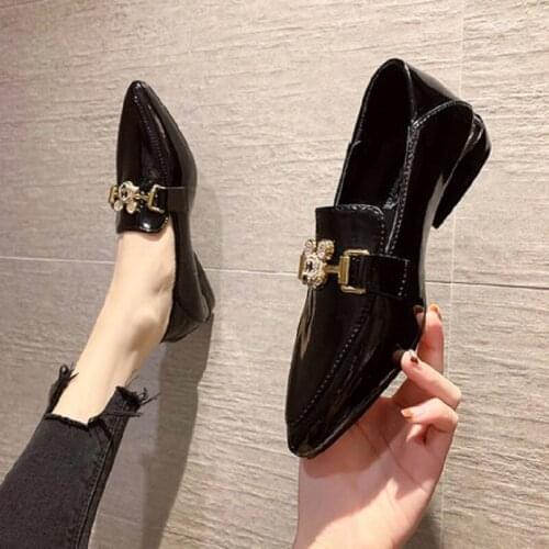 Large Size 34-40 Ladies Single Shoes Spring And Summer New Fashion Pointed Toe British Style Small Leather Shoes