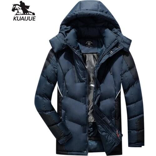 Winter parka men Hooded Jackets Mens Thicken Solid color Splicing Work clothes warm down jacket youth coats mens casual coat