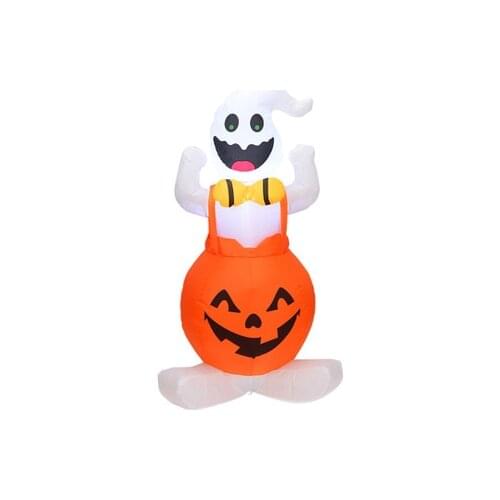 1.2M Halloween Inflatable Blow Up Ghost on Pumpkin Polyester with LED Doll Decoration for Indoor Outdoor Scary Ghost
