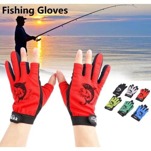 1 Pair Fishing Gloves Outdoor Non-slip Fishing Protective Gloves Three Fingers Cut Sports Half Finger