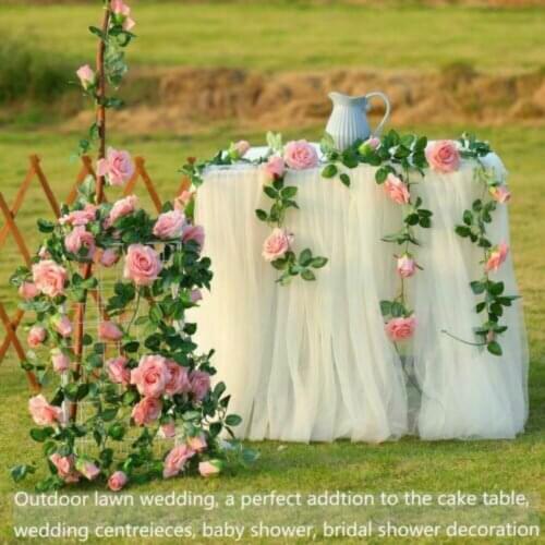2PCs 2.3m Artificial Flowers Rose String Ivy Vine Wedding Decor Real Touch Silk Flower Garland With Leaves For Home Hanging Dec