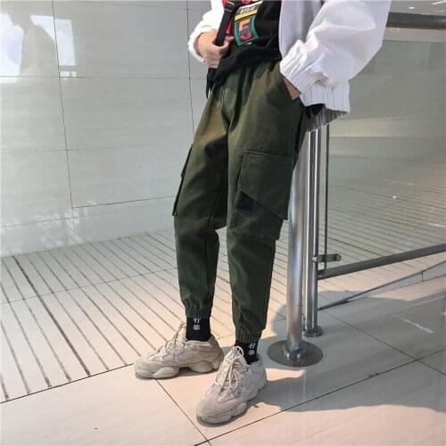 Outdoor 2019 spring autumn cotton multi pocket harem loose track overall hiking tactical trekking pants teenagers trousers
