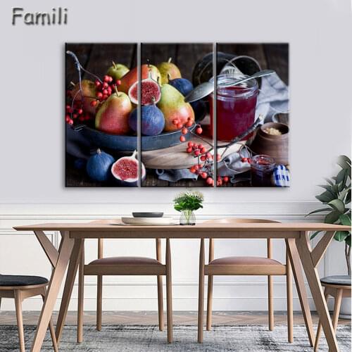 3 Pieces Wall Art Painting Red Fresh Strawberry With Green Leaf Print On Canvas The Picture Food 4 Pictures