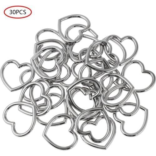 30Pcs Sliver Alloy Heart Circle Rings DIY Jewelry Charm Collar Choker Leather Accessories Leg Ring Making Garter Belt Craft