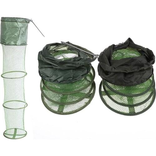 1.2/1.5M 4 Layers Collapsible Fishing Basket Dip Net Fishing Cage to Keep Fish Alive in the Water Fishing Accessories Tool