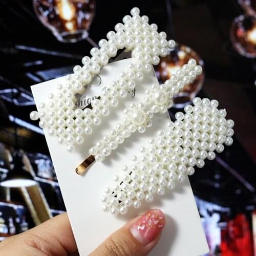 1Pcs/Set Fashion Pearl Imitation Beads Hair Clip Barrette Handmade Pearl Flower Stick Hairpin For Girls Hair Styling Accessories