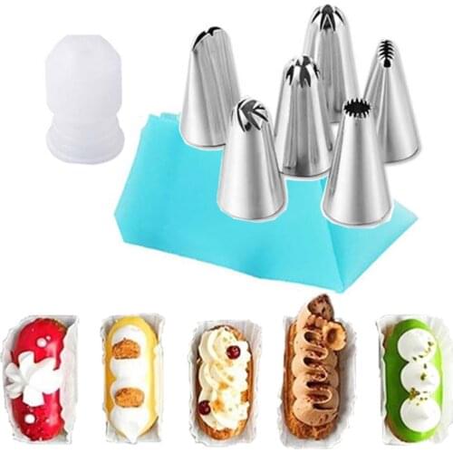 8pcs/set Nozzles For Pasty Stainless Steel Confectionery Equipment Syringe Cream Nozzle Cake Decoration Piping Tips Bag DIY Tool