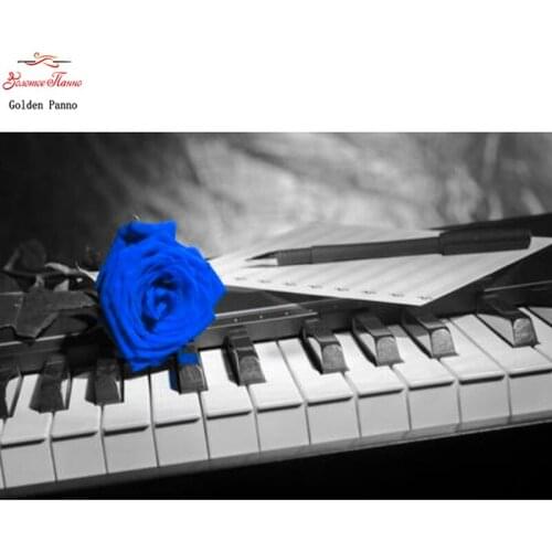 Full square 5D DIY diamond painting "piano blue rose" embroidery cross stitch mosaic home decoration gift