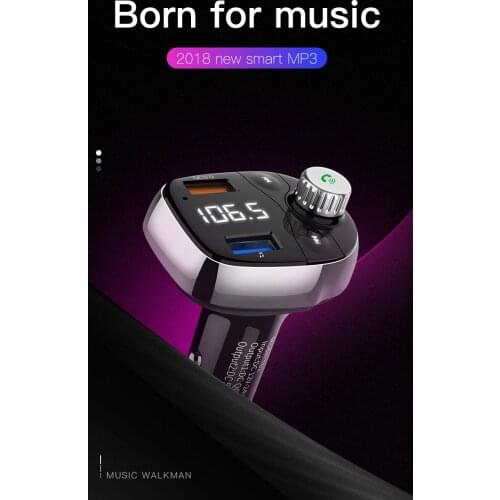 Car FM transmitter wireless handfree audio receiver car mp3 player with dual USB and one TF slot