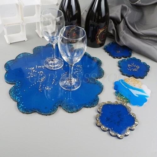 5Pcs Large Silicone Flower Coaster Resin Casting Making Molds Kit Resin Coaster Mold Agate Coaster Epoxy Molds Crafts