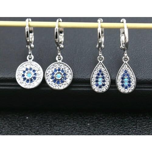 BPPCCR Shiny Elegant Micro CZ Evil Eye Earrings For Women Crystal Charm Stud Earrings Statement Earring Jewelry Mujer Brinco