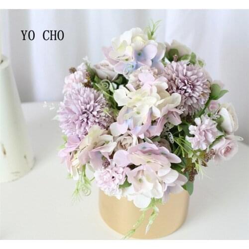 7 Head Bouquet Peony Artificial Flowers Small White Silk Rose Pompon Fake Flowers Wedding Party Home Decor Faux Rose Flower Pink