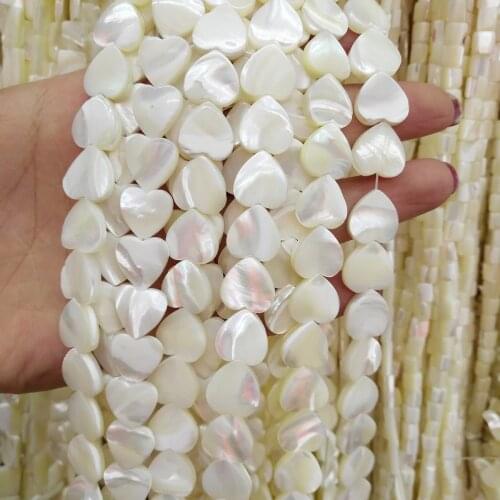 Natural Shell Beads white heart Shell Stone Bead for Jewelry Making15.5 inch DIY bracelet necklace Women jewelry making 10 12mm