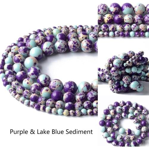 Natural Purple Lake Blue Sediment Jaspers Stone Beads For Jewelry Making DIY 4/6/8/10mm Round Beads Bracelet Necklace Accessory