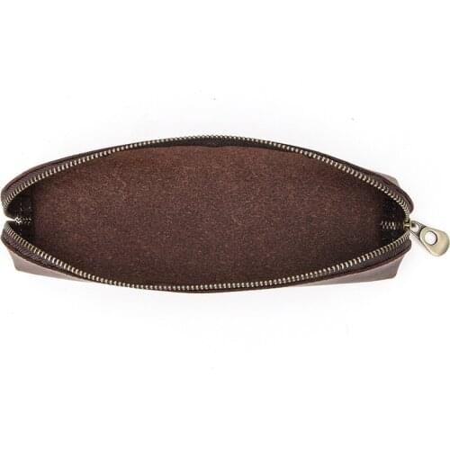 Crazy horse cowhide leather retro trend leather pencil case multifunctional mens coin bag