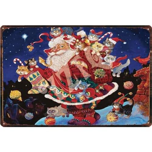 Santa Claus Christmas Vintage Tin Sign Metal Plate Christmas Decorations For Home Wall Bar Art Party Decor 30X20CM DU-2084