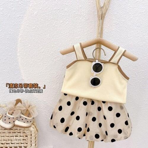 Children girl suit summer vest suspenders toddler sleeveless clothing Korean style kids two-piece 2021 new baby birthday shorts
