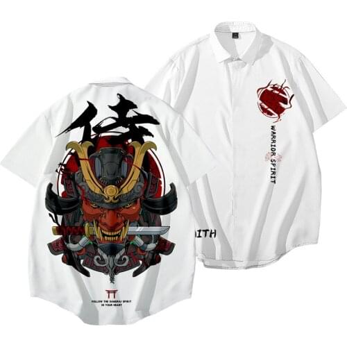 Cartoon Warrior Guard Printed Hawaiian Short Sleeve Shirts Summer Hip Hop Camicias Streetwear Harajuku Blouses Oversized 6XL