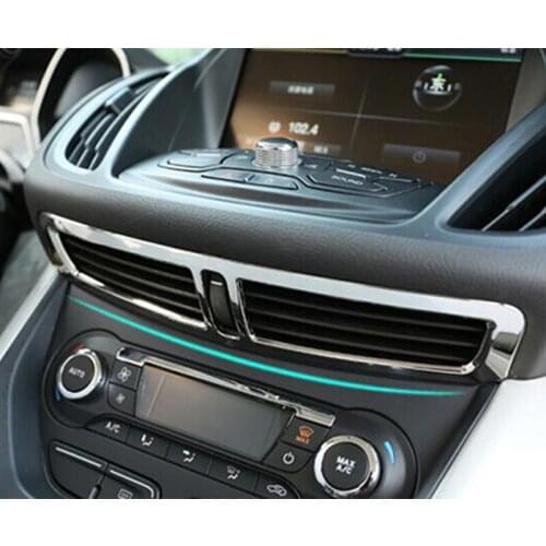 2013 2014 2015 2016 ABS Chrome Car Console Air Vent Outlet Panel Cover Trim Accessories Car Styling for Ford Kuga Escape