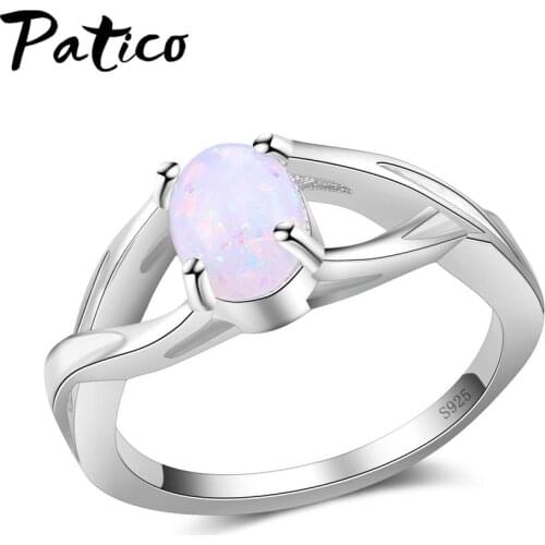 Customized Oval Cream Opal Stone Finger Ring Genuine 925 Sterling Silver Rings For Women Fashion Wedding Jewelry