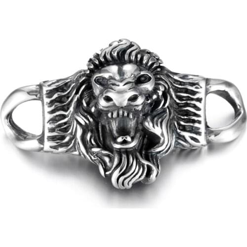 316L Stainless Steel Lion Head Connector 1/1 Loops Polished Charms 6x6.5mm Hole for DIY Accessories Jewelry Making Supplies