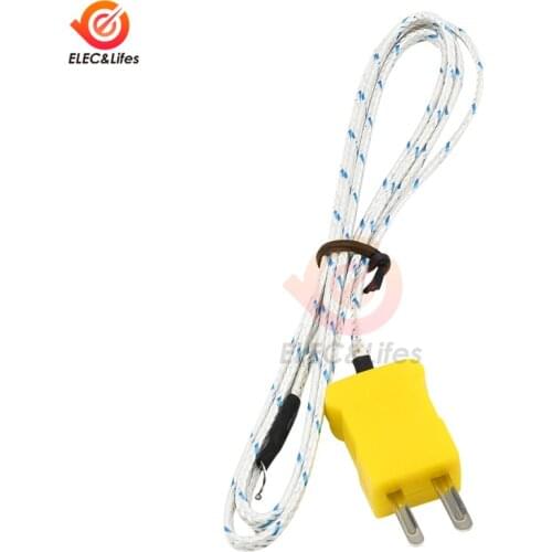 2Pcs/lot K Type Mini Connectors Plug Thermocouple Temperature K Type Sensors with 1m Cable