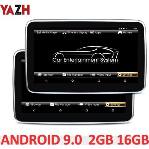 YAZH 10.1” IPS 2GB 16GB Car Headrest Monitor With Android 9.0 Pie 1920*1080 HD 4K Video FM Transmitter Bluetooth HDMI In AV In