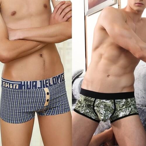 Mens Sexy Low-Rise Boxer Trunks Underwear Convex Pouch Shorts Underpants Bottoms Home Wear Sleepwear Male Panties Cueca M-XL