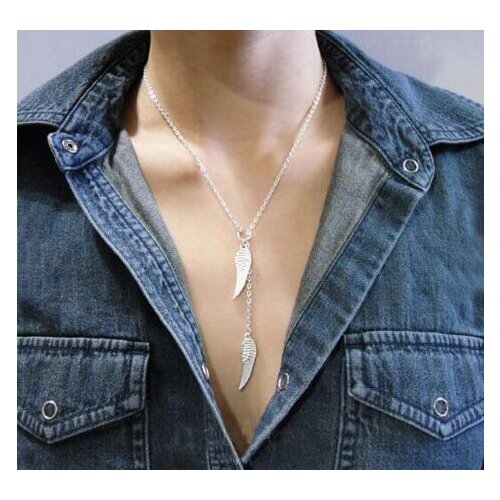 Na842 Gothic punk Feathers wing Pendant Necklace Simple and beautiful metal charm Female Necklace jewelry accessories