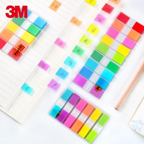 3M Post It Sticky Note 5 Colors*10pcs Self Adhesive Page Flags Writable Index PVC Clear Memo Pad School Office Supplies 683-5CF