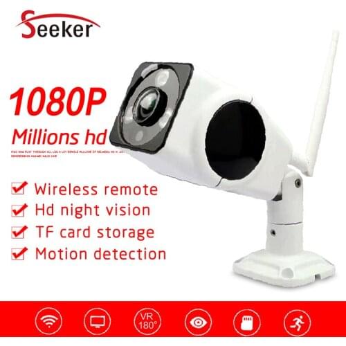 New Smart Home Wirless 1080P Wifi IP Camera Outdoor Bullet 2.0MP 180 Degree View Waterproof TF Card Support With Power Adapter