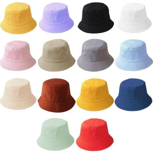 New Unisex Cotton Bucket Hats Women Summer Sunscreen Panama Hat Men Pure Color Sunbonnet Fedoras Outdoor Fisherman Hat Beach Cap