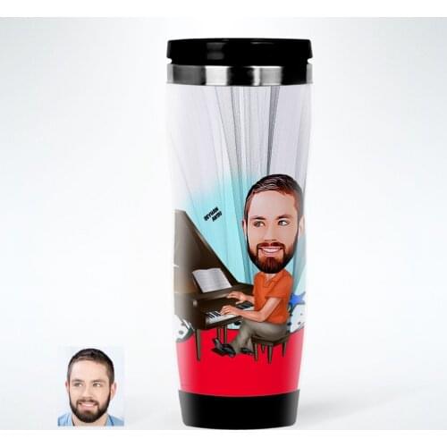 Personalized Mr Piyanist Caricature Of Steel Thermos cup-1