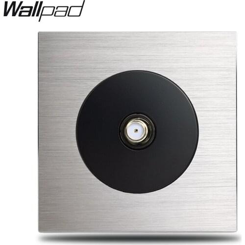 L6 Grey Single Satellite TV Wiring Wall Socket Outlet Silver Brushed Aluminum Plate , 86 * 86 mm