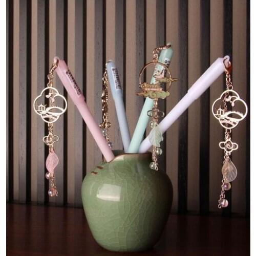 36 pcs/lot Cute Chinese style Pendant Gel Pen Kawaii 0.5mm black ink Signature Pens office school writing supplies gift