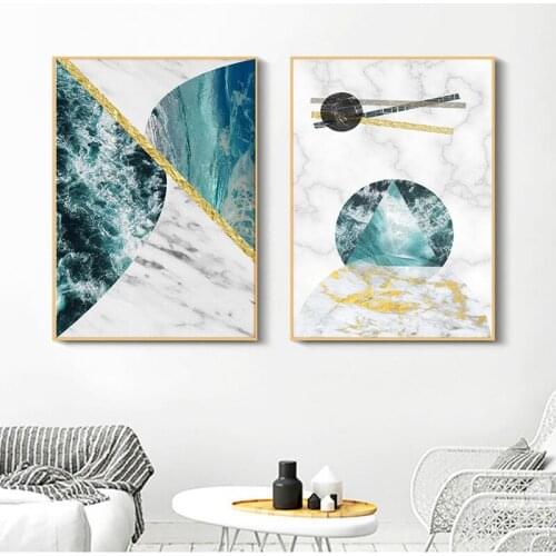 Modern Nordic Abstract Geometric Marble Poster Printing Picture Living Room Bedroom Decorative Painting Frameless Canvas Art