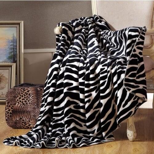 Super Comfortable Soft Mink Felting Blanket Zebra Striped Pattern Floral Blanket Thrown On The Sofa / Bed / Travel Breathable