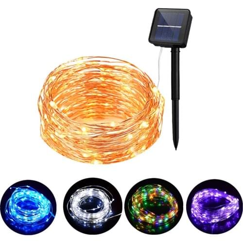 LED Solar String Lights Outdoor Copper Wire String Fairy Solar Lamp For Christmas Yard Patio Garden Decoration Waterproof