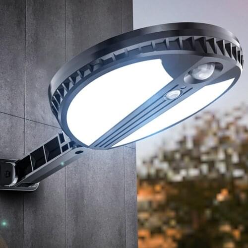 LED Outdoor Solar Street Light Waterproof PIR Motion Sensor Remote Control Wall Lamp For Garden Square Night Illumination