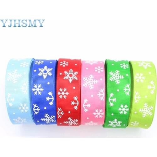 YJHSMY 16928,6 Style 22mm 5 yrad/lot Christmas Series Printed grosgrain ribbon, DIY handmade materials,accessories, wedding