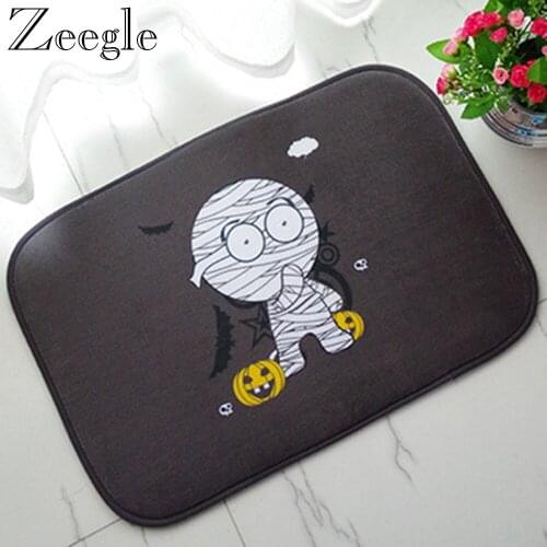 Zeegle Doormat Halloween Carpet Non-slip Bathroom Rug Kitchen Carpet Flannel Outdoor Mat Hallway Rug Absorbent Indoor Carpet