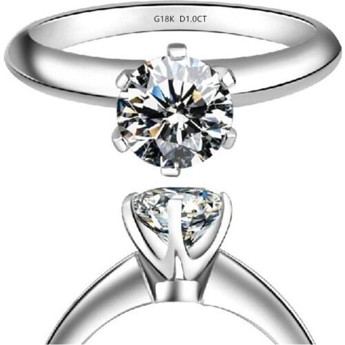1Ct Solid Gold 750 6 Prongs test positive Moissanite Women Engagement Ring Super Star Love Continuous Pure Gold Ring