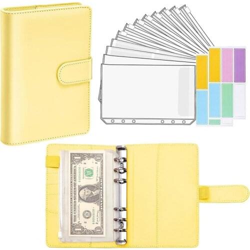 1 Set Budgets Planner Transparent Pockets Waterproof Faux Leather Receipt Coupon Cash Envelope Binder Office Supplies 2021