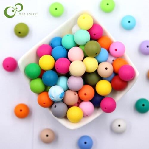 10/20pcs 15mm Baby Molar Silicone Round Beads Teether Chain Beaded Accessories Baby Safe Bite Children Puzzle Beads No Rope DDJ