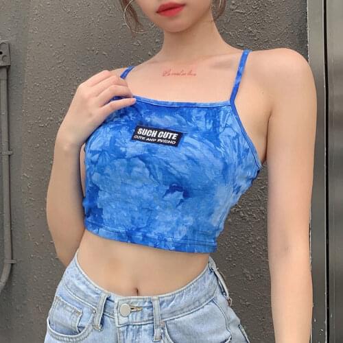 2021 Summer Women Camis CUTE AND PSYCHO Girl Tank Tops Occean Blue Tops Cute