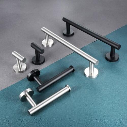 3pcs/set Bathroom Hardware Set Stainless Steel Wall Mounted 12" Towel Bar Toilet Paper Holder Robe Hooks Bathroom Hardware