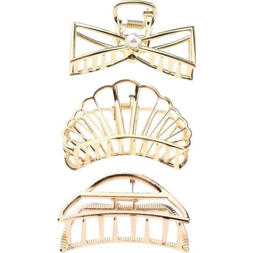 3Pieces Fashion Metal Hair Claw Womens Hair Updo Claw Clip Jaw Clips for Thick Hair