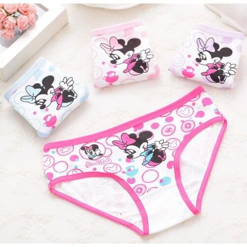 4Pcs/lot New Cotton 2-9 Years Baby Girls Hot mouse Pattern Triangle Girls Underwear